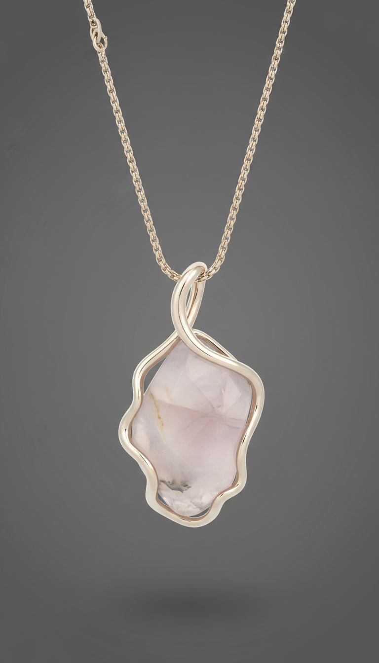 Contemporary sculpted gemstone pendant necklace